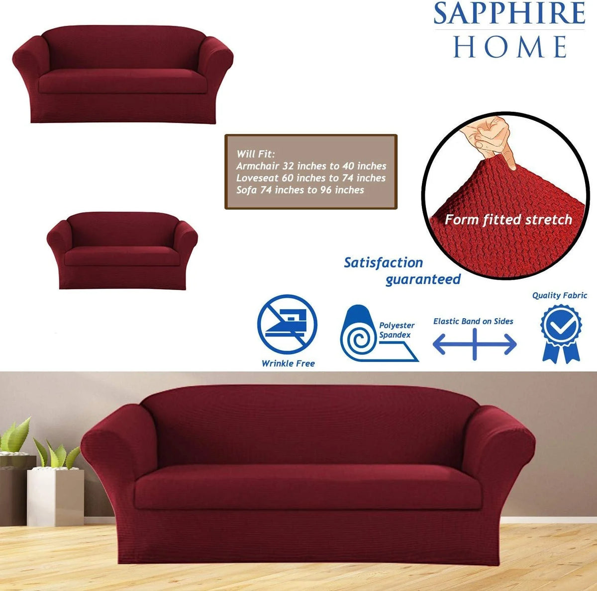 3-Piece Polyester Spandex Slipcover Set N94175