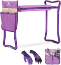 Garden Kneeler and Seat Stool Folding Bench with Tool Pocket and Kneeling Pad A6079
