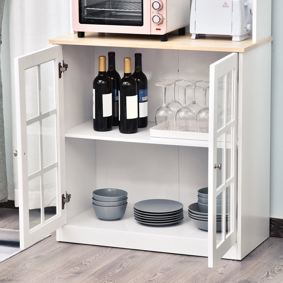 White Kitchen Buffet with Hutch F898
