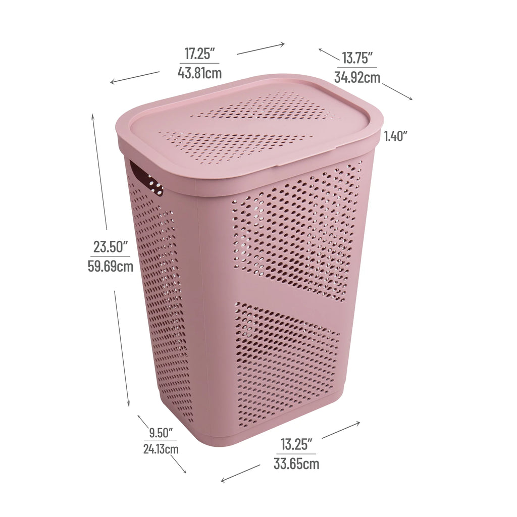 60L Slim Laundry Hamper with Lid, Set of 2, Pink B49654