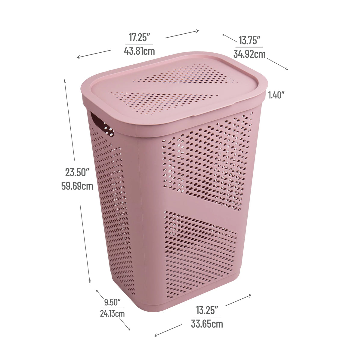 60L Slim Laundry Hamper with Lid, Set of 2, Pink B49654