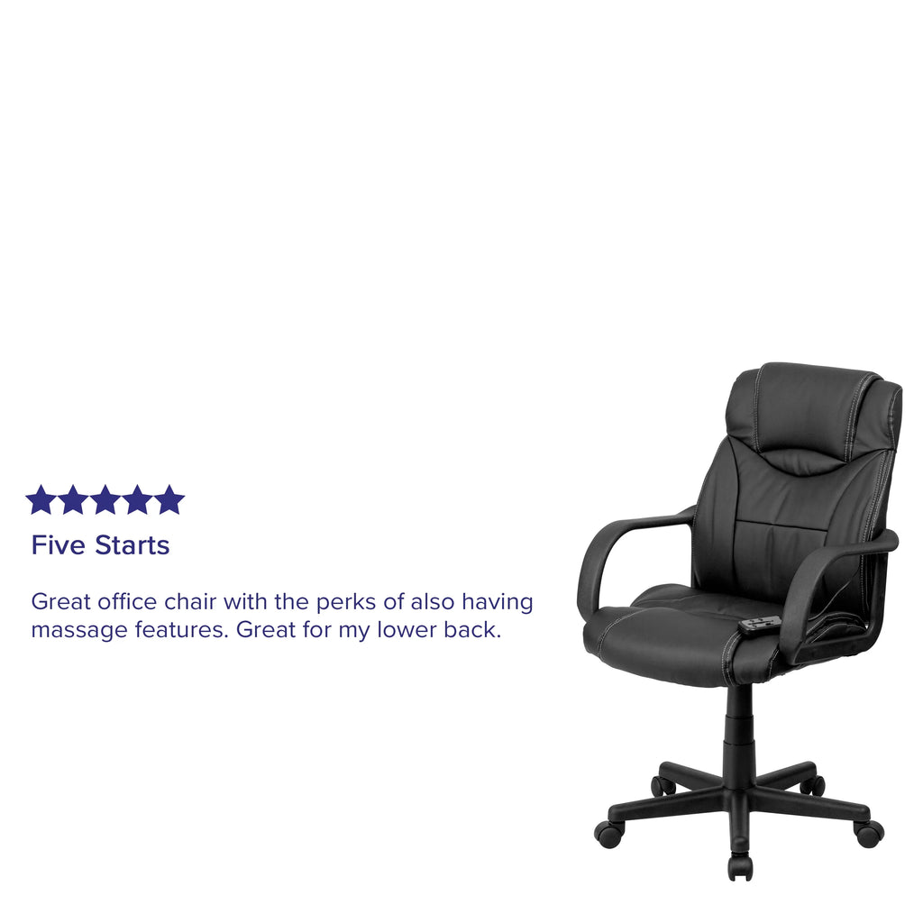 Black LeatherSoft Ergonomic Office Chair with Arms D4958