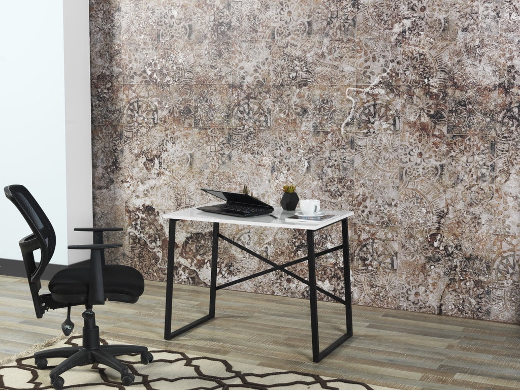 Black Metal Frame Wooden Top Writing and Computer Desk M688423