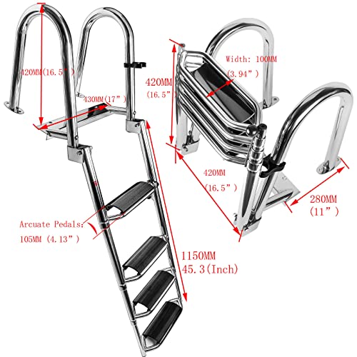 Telescoping Boat Ladder with Hand Railings and Extra Wide Steps Y9588