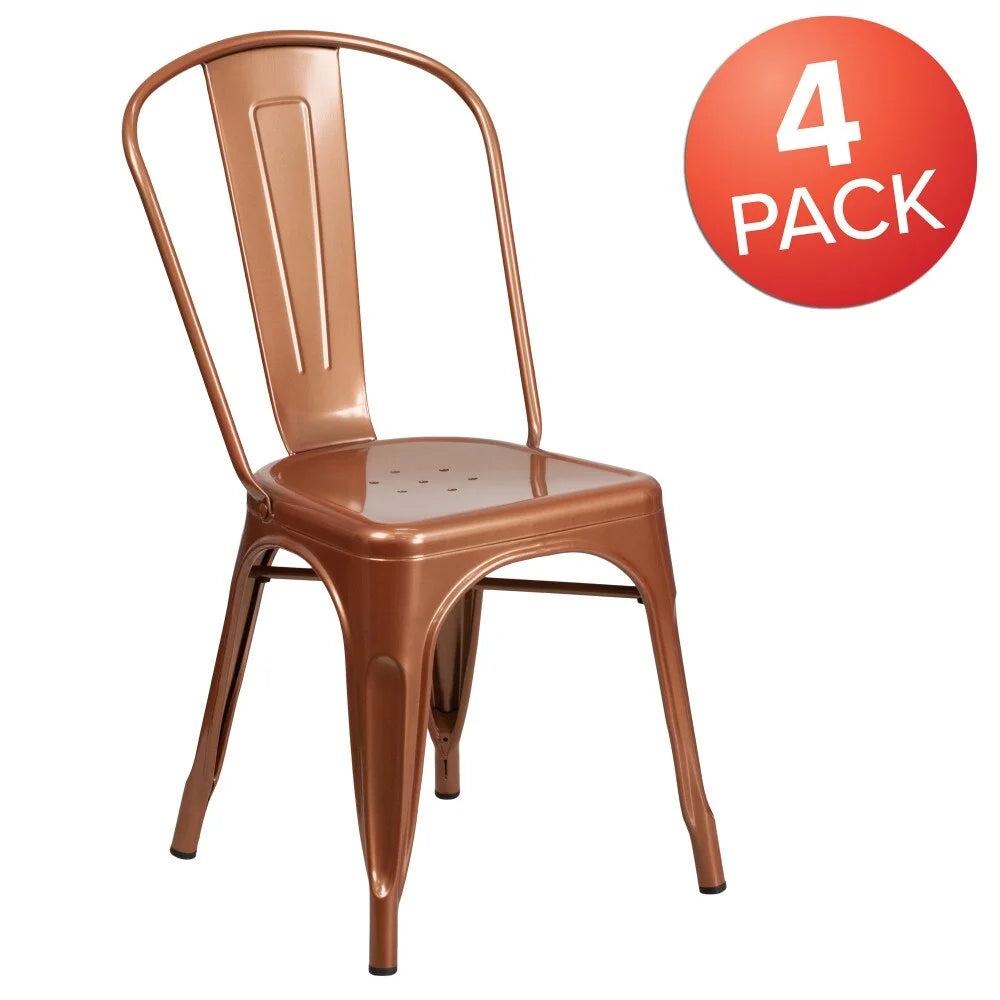 Red Metal Stackable Bistro Chair Set of 4 F811