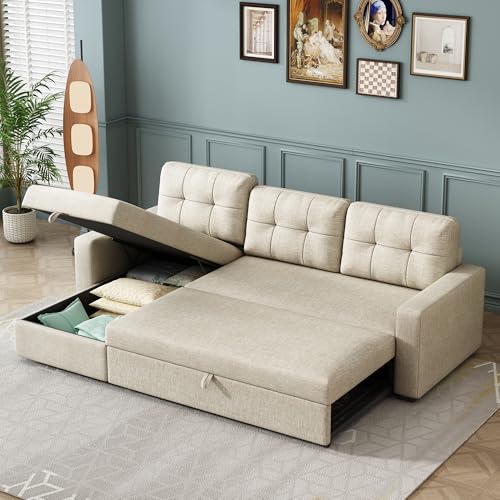 L Shaped Sleeper Sofa with Pull Out Bed and Storage Z562263