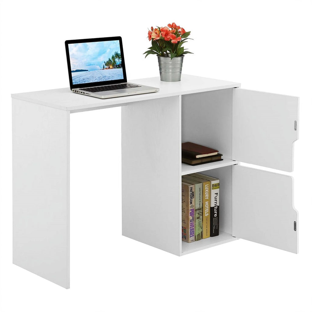Student Desk with Storage Cabinets in White Wood Finish M848231