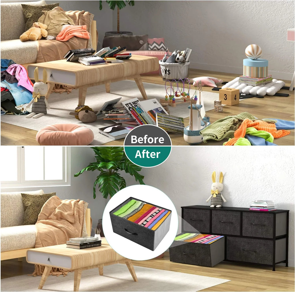 Black Grey 5 Drawer Fabric Dresser E634898