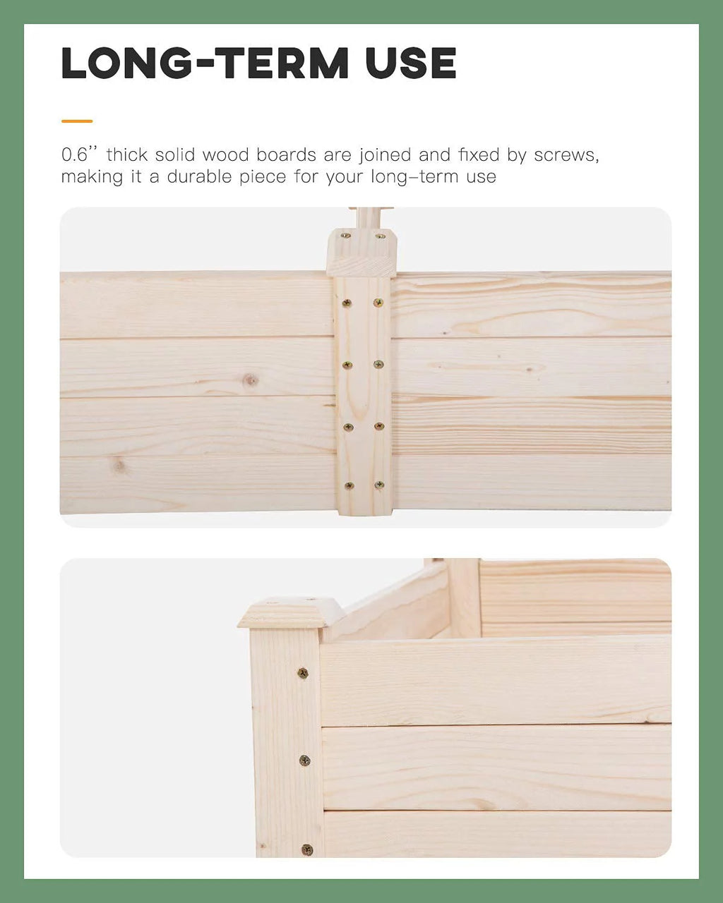 96 x 24.5 x 10 Inch Wood Raised Garden Bed Y618