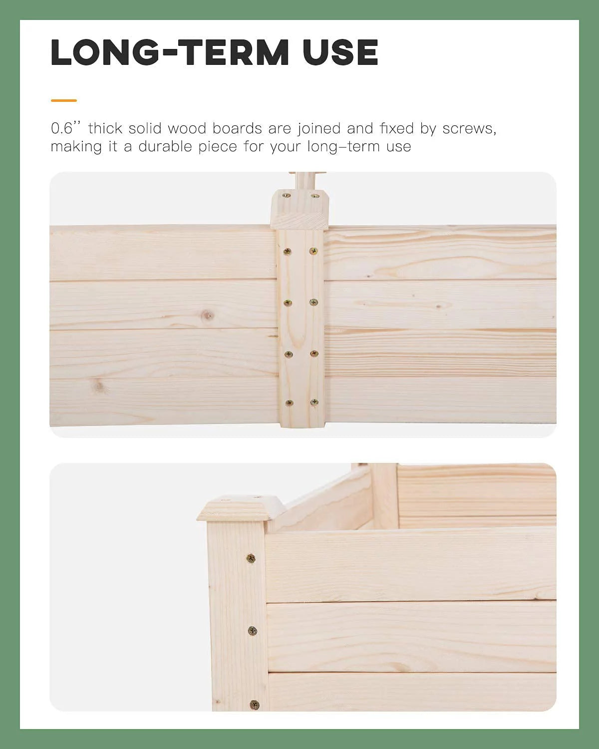 96 x 24.5 x 10 Inch Wood Raised Garden Bed Y618