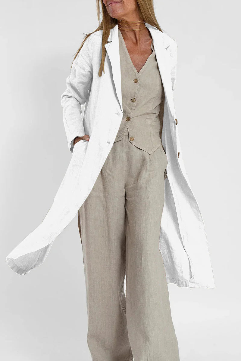 Solid Turn-back Collar Outerwear S366