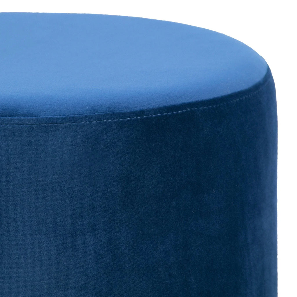 Velvet Round Ottoman with Golden Accent Base D38932