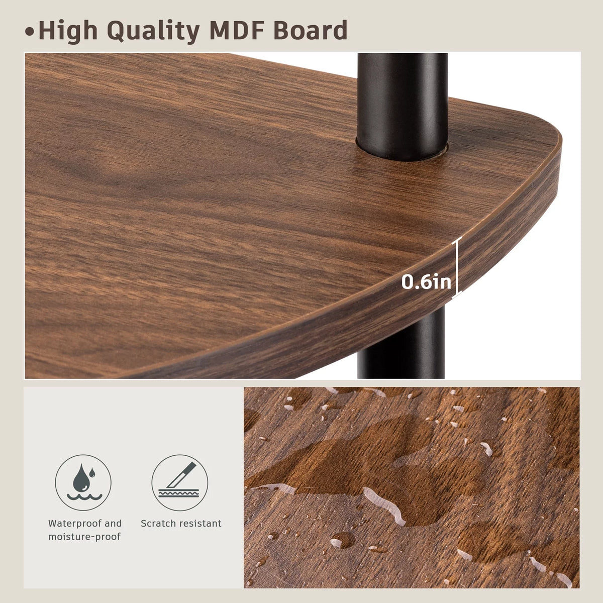5 Tier Wood and Metal Corner Bookshelf D2042