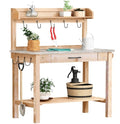 Outdoor Potting Bench Table with Storage Drawer and Removable Shelf Rack G4151