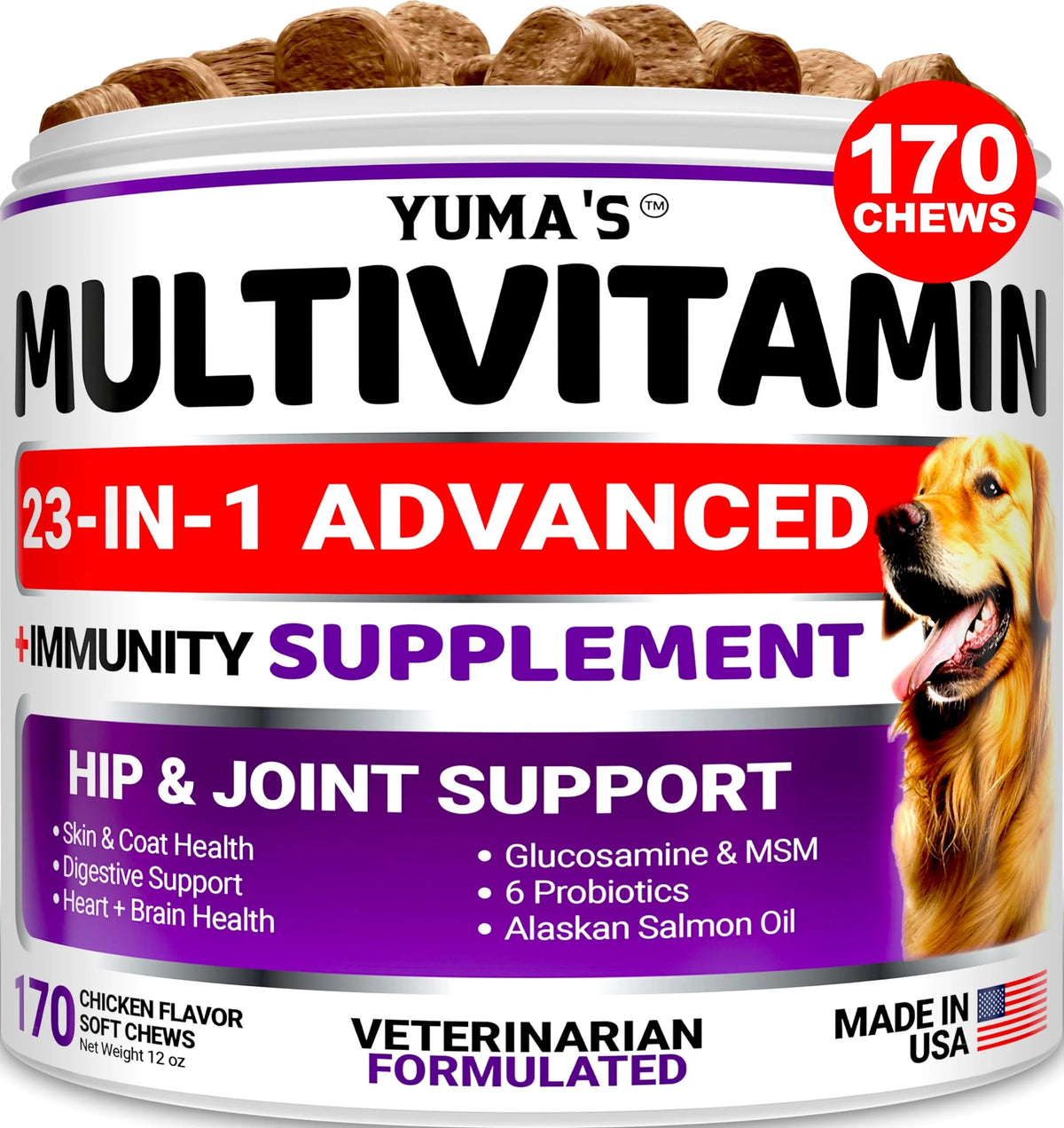 Chewable Dog Multivitamin with Glucosamine, 170 Treats N954