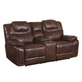 Brown Faux Leather Dual Reclining Loveseat Q778615