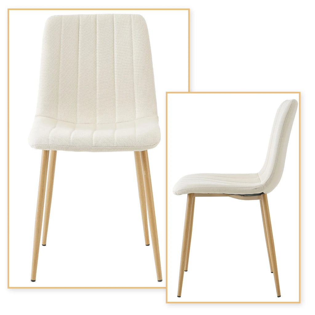 Light Beige Velvet Upholstered Dining Chair Set of 4 with Metal Legs Z901