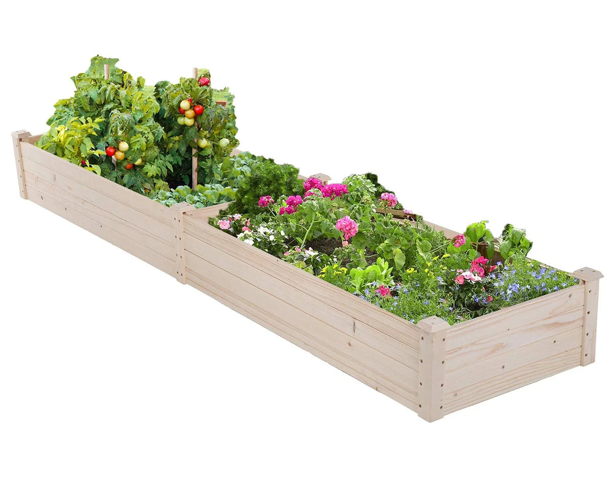 96 x 24.5 x 10 Inch Wood Raised Garden Bed Y618