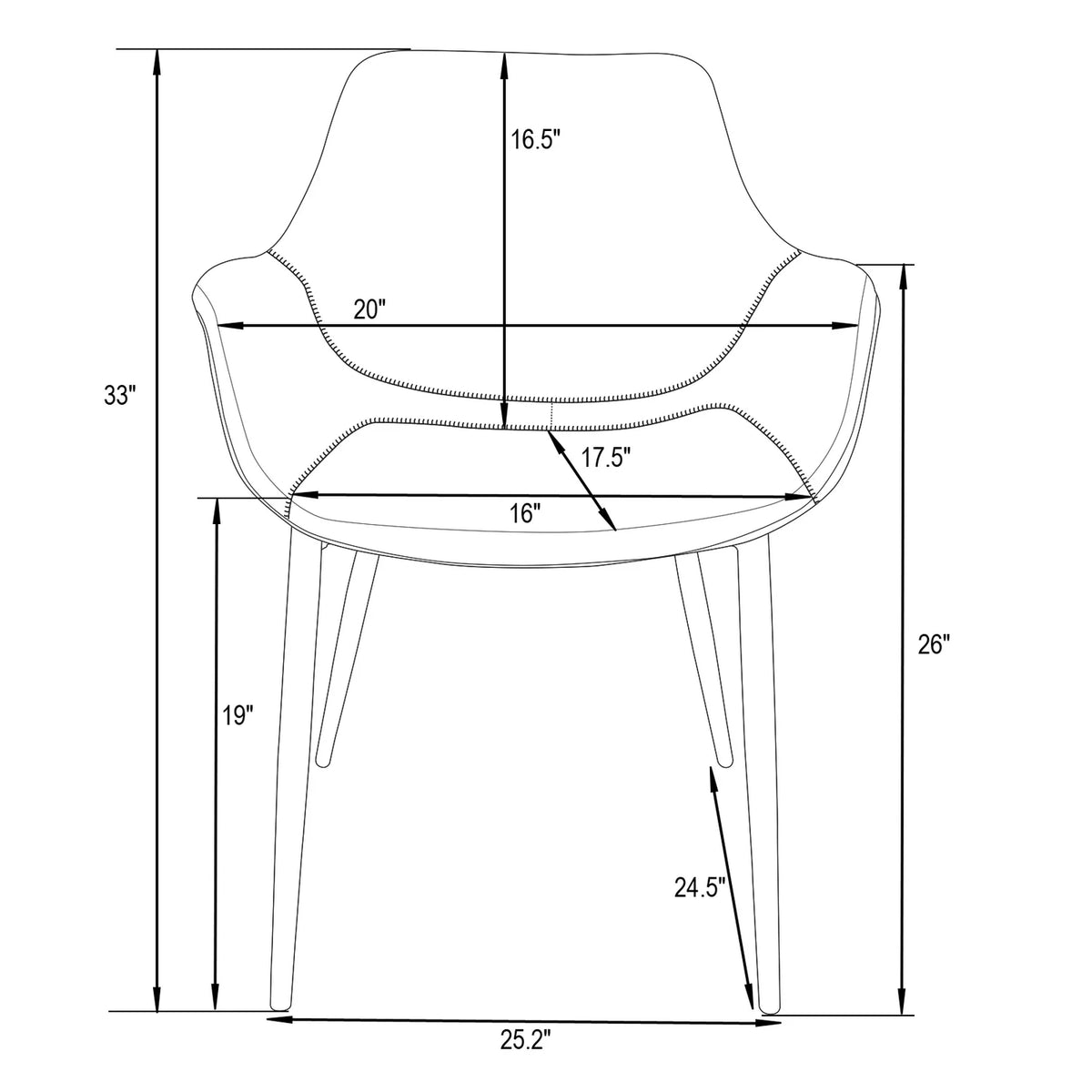 Leather Dining Arm Chair with Metal Legs Set of 4 Y8445