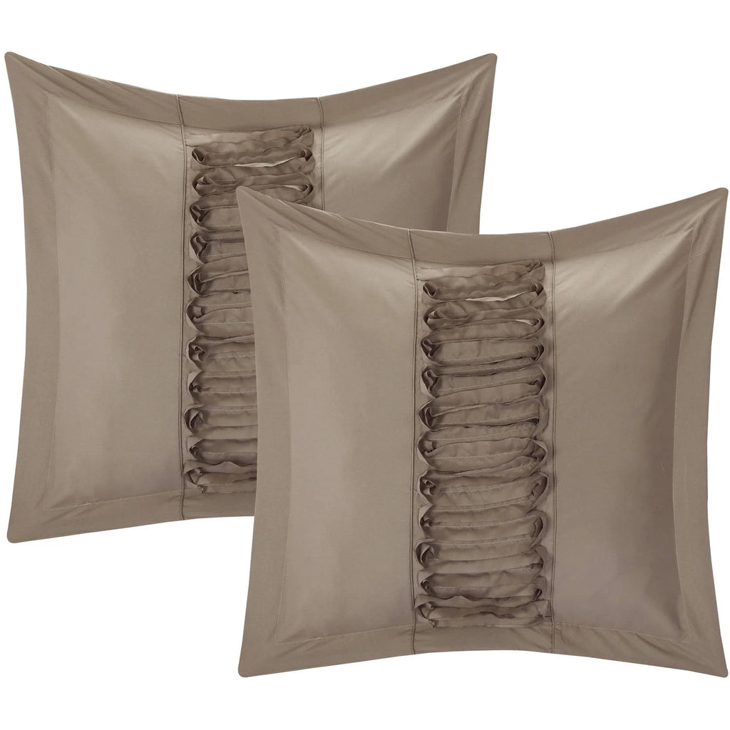8-Piece Ruffled Comforter Set King Taupe I7231