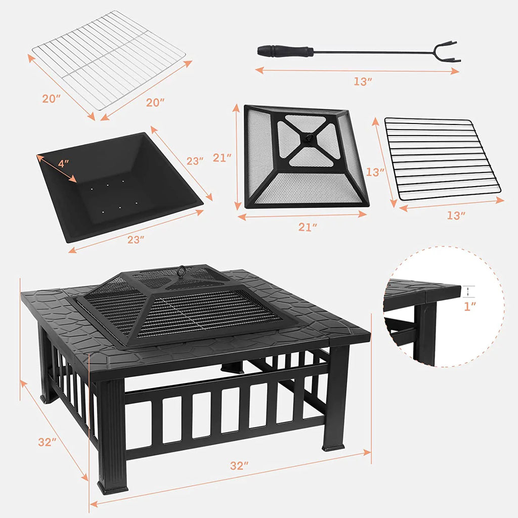 32" Wood Burning Metal Fire Pit J8058