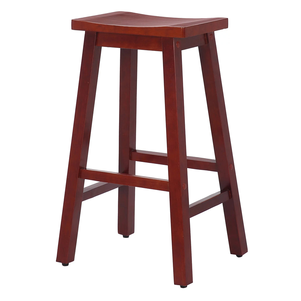 29 Inch Saddle Bar Stools Set of 2 Solid Wood Cherry T965539