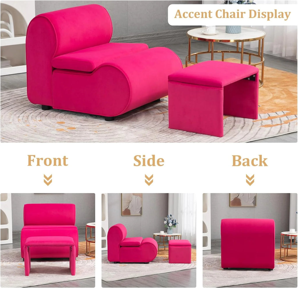 Velvet Accent Chair with Ottoman R263