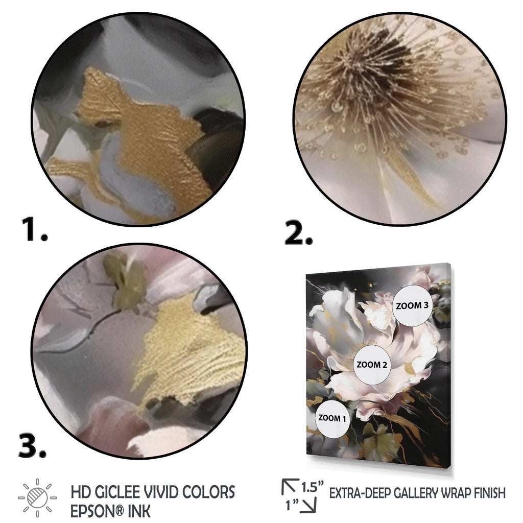White And Gold Floral Daisy Framed Wall Decor 16 in. wide x 32 in. high D62769