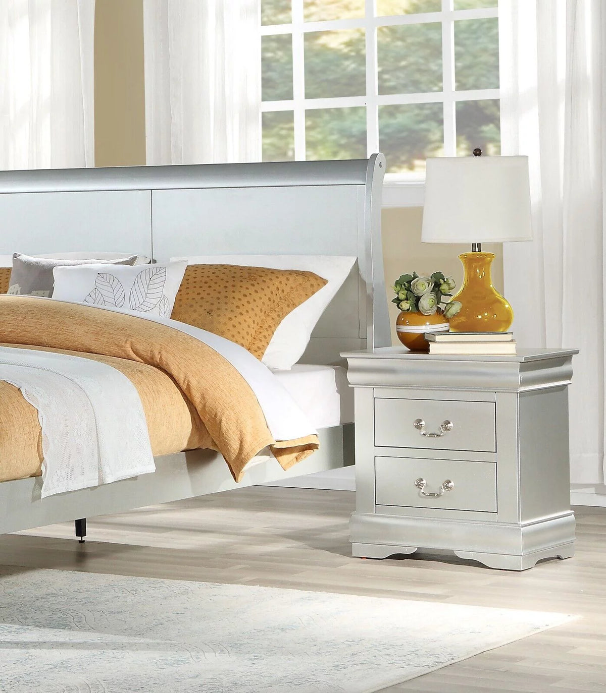 5pc Bedroom Set Twin Bed Dresser Chest Nightstand Mirror N410345