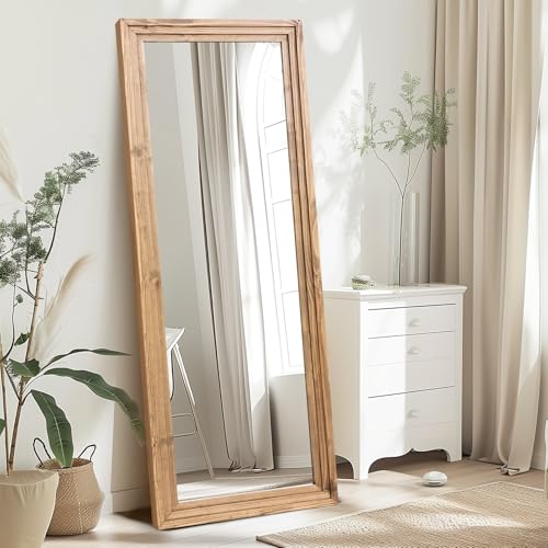 65"x24" Full Length Solid Wood Frame Floor Mirror Brown D297