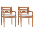 2 pcs Solid Teak Wood Chairs with Cushions H54803