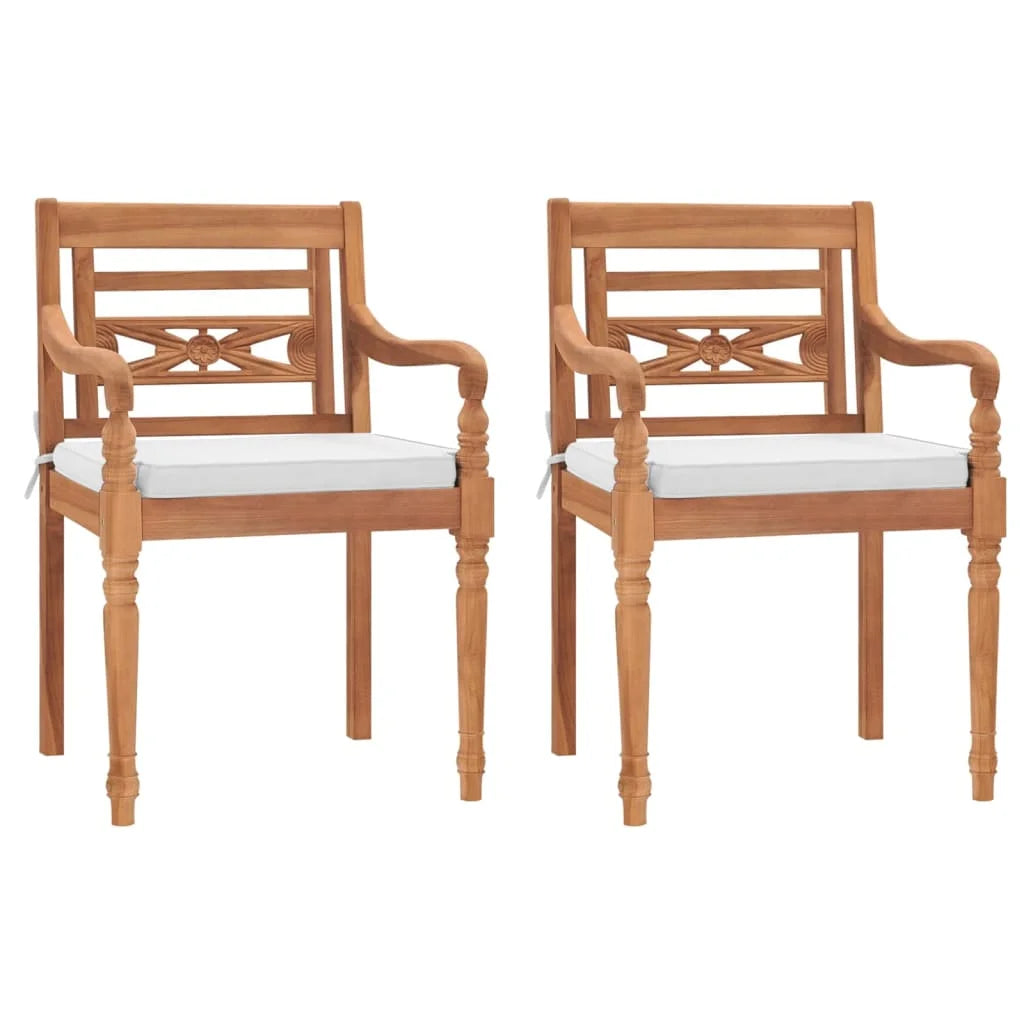 2 pcs Solid Teak Wood Chairs with Cushions H54803