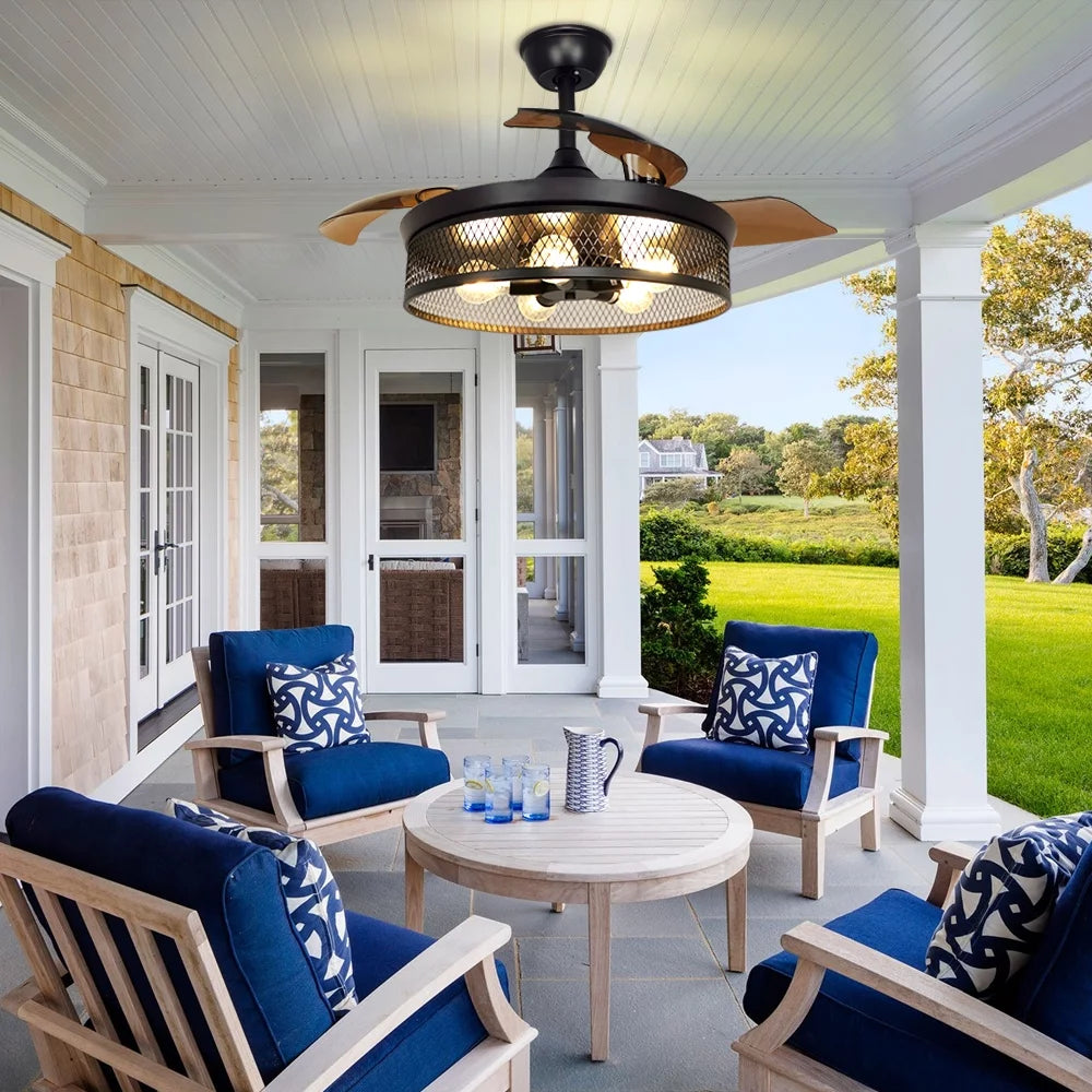 42" Invisible Ceiling Fan with Light and Remote A743