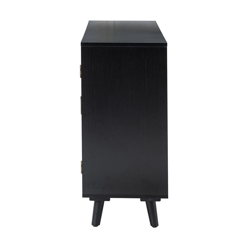 Black Manufactured Wood Sideboard with Beech Wood Doors G8421