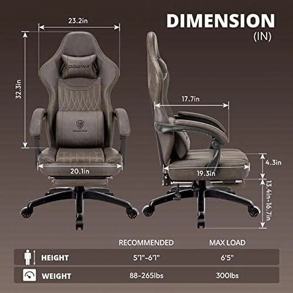 Black Ergonomic Gaming Chair with Footrest O4377