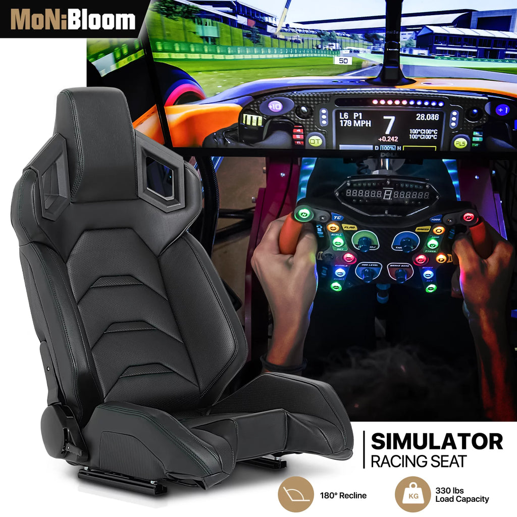 Black Ergonomic Racing Seat with Adjustable Slide J980946