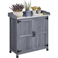 Wooden Garden Potting Bench Table with Cabinet D18797