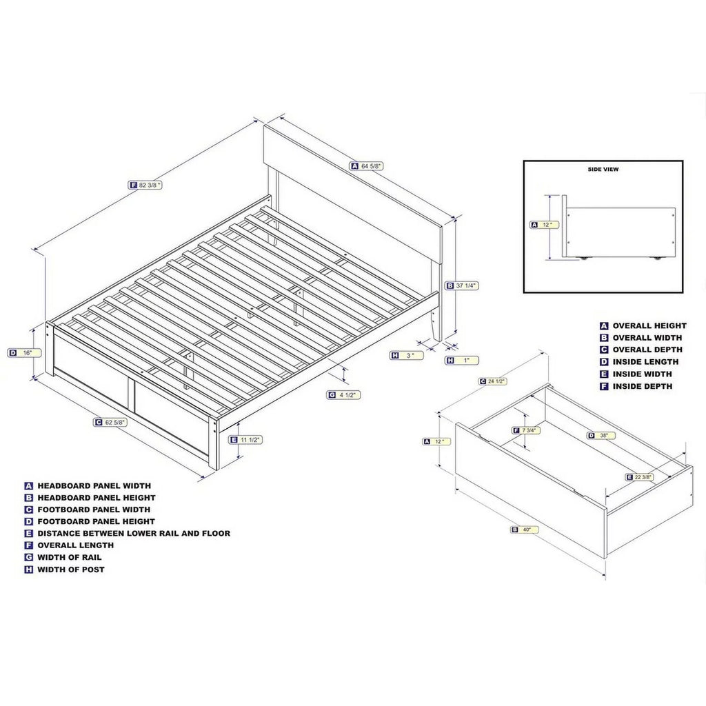 Solid Wood Queen Storage Platform Bed in Espresso M250046
