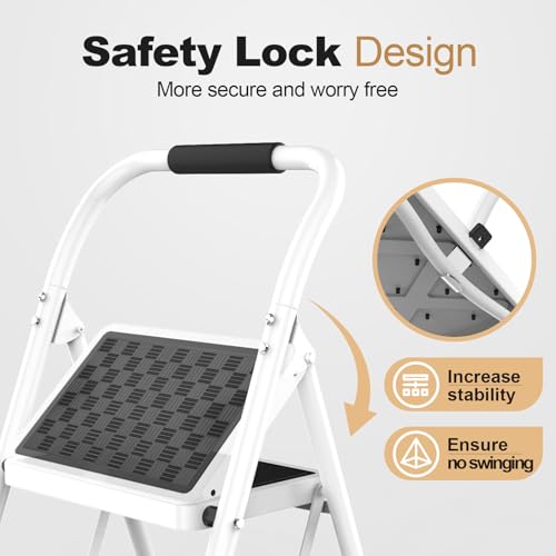 2 Step Folding Step Stool with Cushioned Handle G906