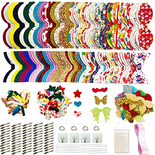348 Pcs 60 Set Faux Leather Hair Bows DIY Making Kit H25757