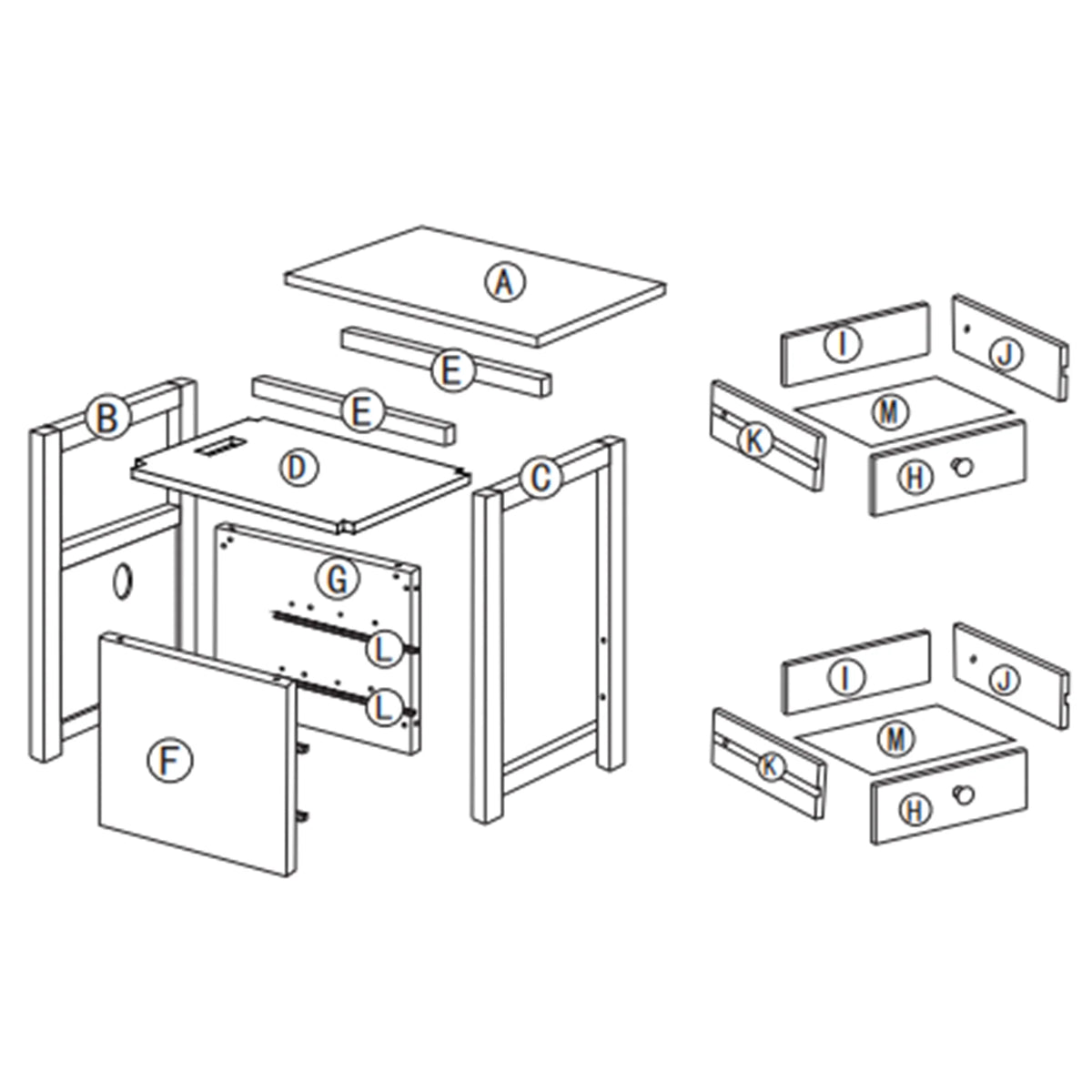 White Narrow End Table with Charging Station P7549