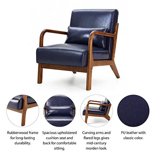 Black PU Leather Accent Armchair with Wood Frame F65102