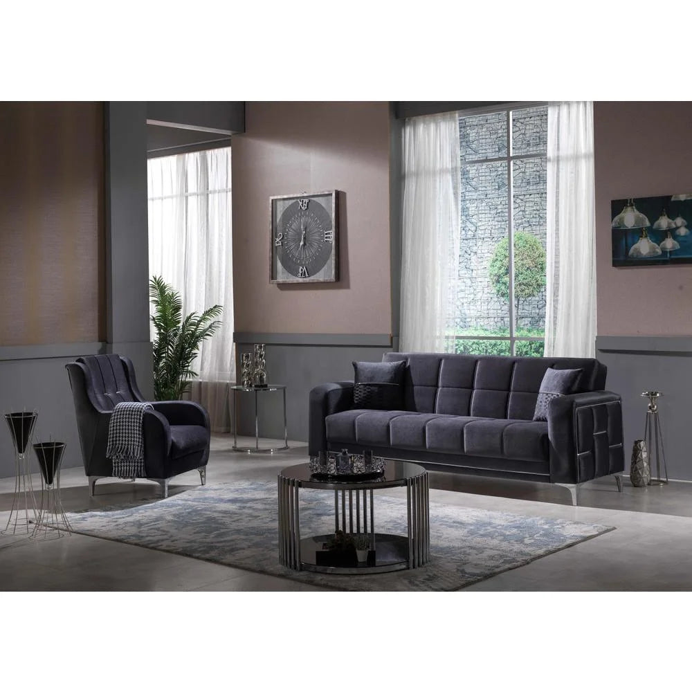 Anthracite Convertible Sleeper Loveseat O871499
