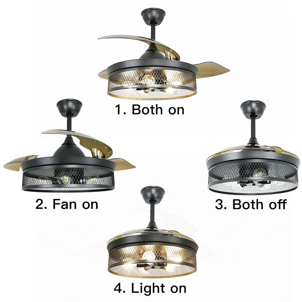 42" Invisible Ceiling Fan with Light and Remote A743