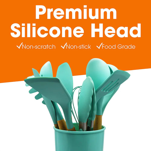 12 Piece Silicone Spatula Set with Wooden Handles W89214