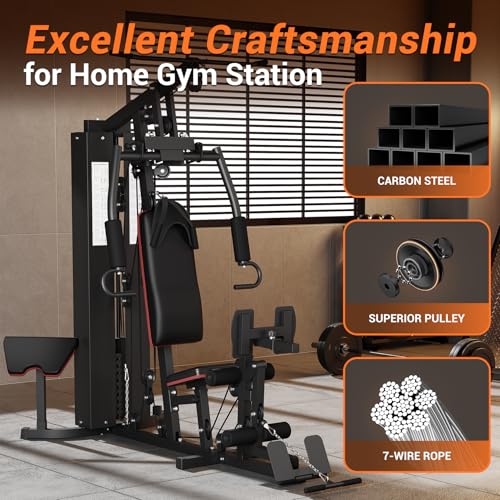 Multifunctional Full Body Workout Machine with 150LBS Weight Stack D8132