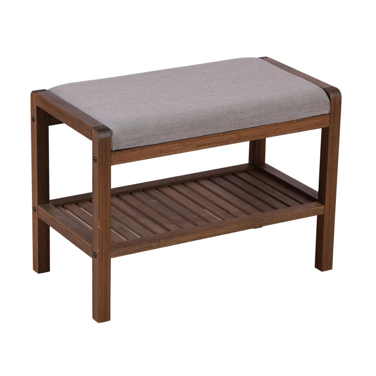 Solid Bamboo Padded Bench Dark Brown X824153
