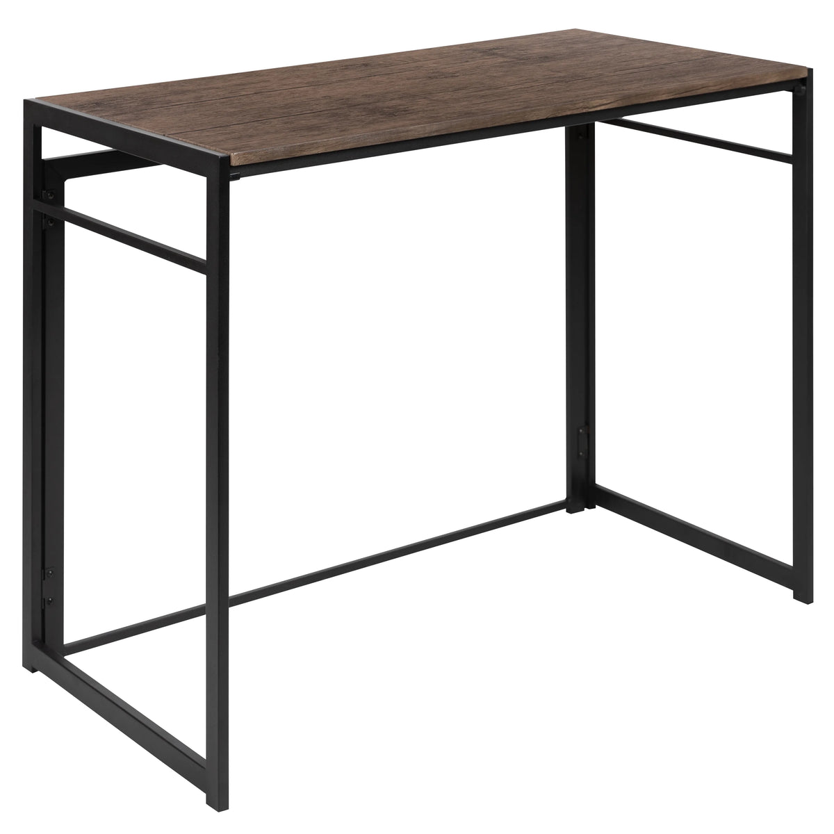 Folding Computer Desk with Wood Grain Finish and Metal Frame W899