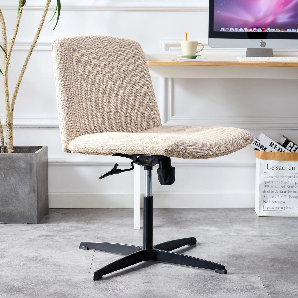 Adjustable Swivel Home Office Computer Chair with Cushion & Black Foot I86743