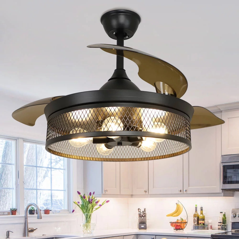 42" Invisible Ceiling Fan with Light and Remote A743
